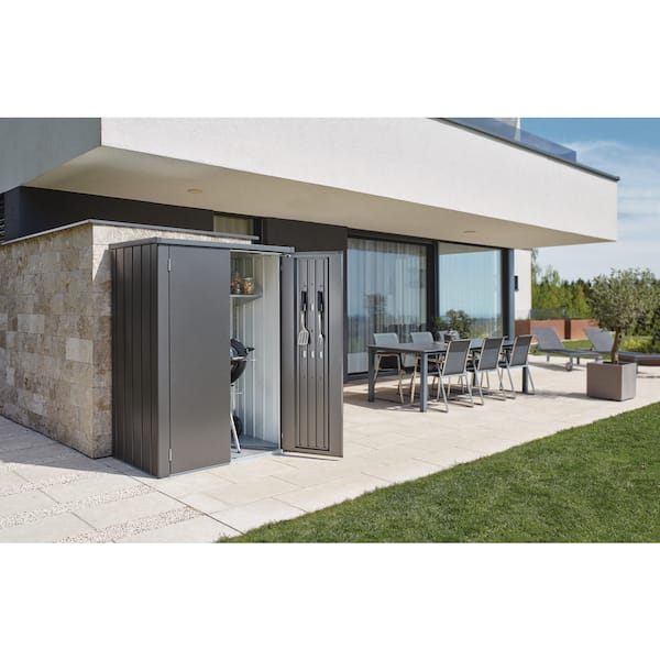 Romeo 51.9 in. W x 34.2 in. D x 71.2 in. H Metallic Dark Gray Steel Outdoor Storage Cabinet