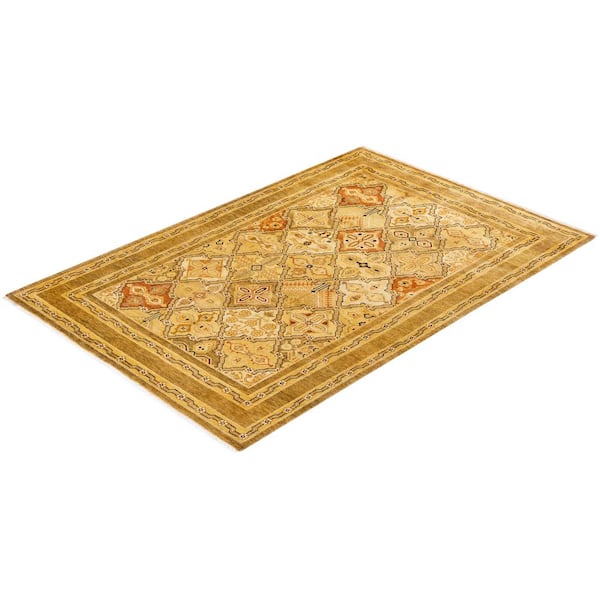Gold 4 ft. 3 in. x 6 ft. 2 in. Ottoman One-of-a-Kind Hand-Knotted Area Rug