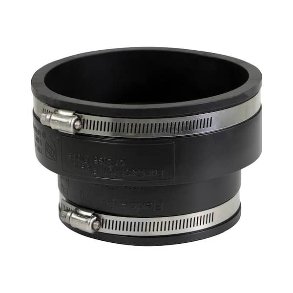 PLUMBFLEX 5 in. x 4 in. PVC Flexible Reducing Coupling with Stainless Steel Clamps