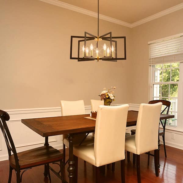 HLJYNJM 7-Light Black and Gold Candlestick Foyer Pendant Hanging