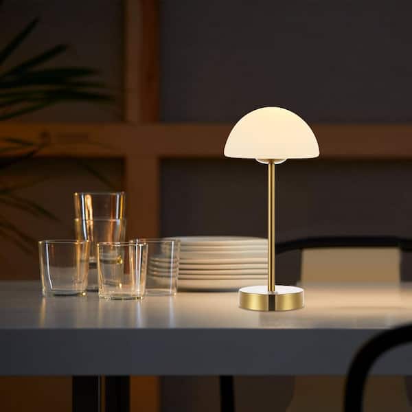 JONATHAN Y Xavier 12.5 in. Brass Gold/White Modern
