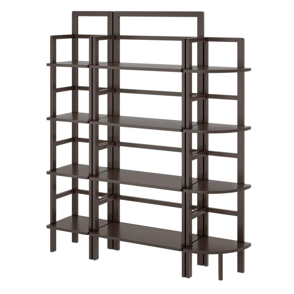 Aiden Coffee Finish 58.11 in. x 70.71 in. X-Shelf Bakers Rack with Shelving