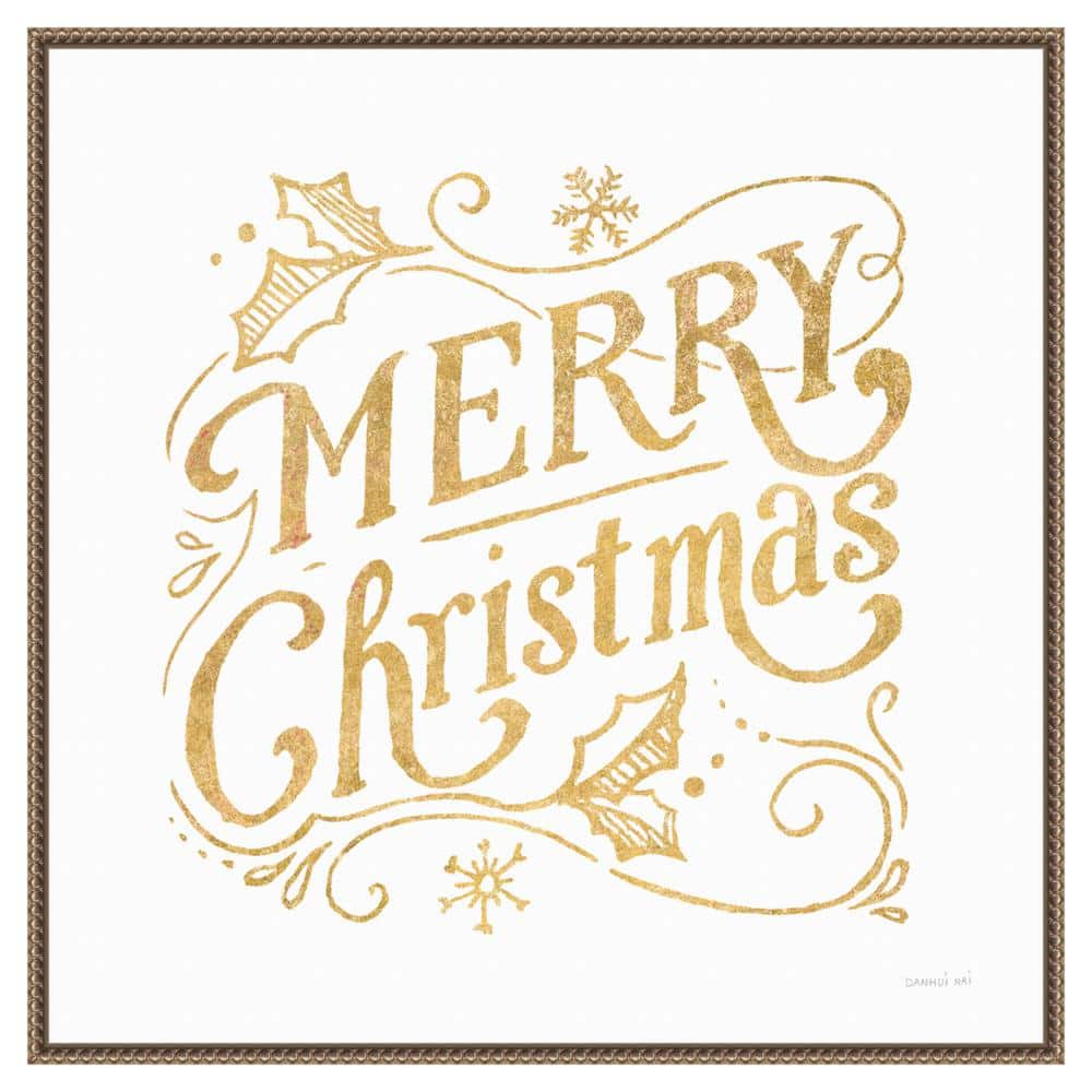 30" White and Bright Christmas IV Canvas Print with Bronze Frame