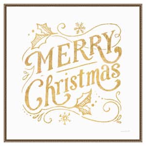 "White and Bright Christmas IV" by Danhui Nai 1-Piece Floater Frame Giclee Typography Canvas Art Print 30 in. x 30 in.