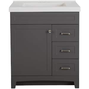 Thornbriar 31 in. W x 22 in. D x 37 in. H Single Sink Freestanding Bath Vanity in Cement with White Cultured Marble Top