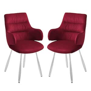HUG Red Fabric Arm Chairs with Metal Legs, Set of 2