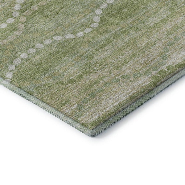 Mayfield Premium Machine Washable Abstract AMF2030 Sage 3 ft. x 5 ft. Area Rug