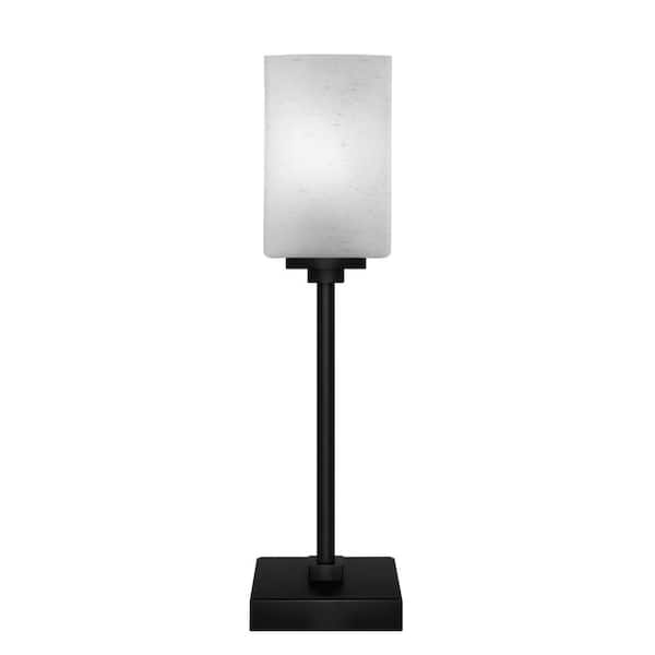 Unbranded Quincy 17.25 in. Matte Black Accent Lamp with Glass Shade