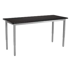Heavy Duty 30 in. x 72 in. Grey Frame Height Adjustable Table Black Top