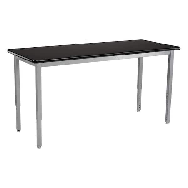 National Public Seating Heavy Duty 30 in. x 72 in. Grey Frame Height Adjustable Table Black Top