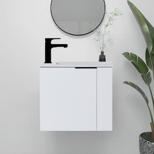 22.0 in. W x 13.0 in. D x 19.70 in. H Single Sink Wall Mount Bath Vanity in White with White Ceramic Top