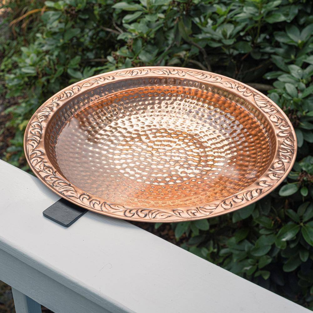 Large Hammered Copper Deck Mounted Bird Bath