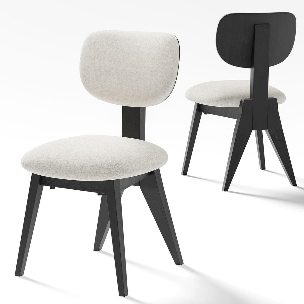 Black Upholstered Low Back Side Chair with Wood Frame