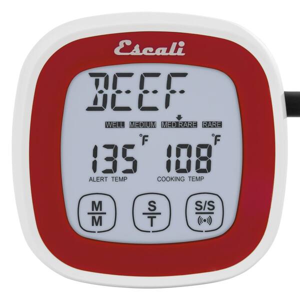 Polder Digital Touch Screen BBQ and Smoker Thermometer, Red