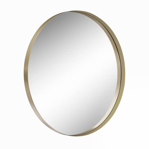 Unbranded 32 in. W x 32 in. H Round Framed Wall Bathroom Vanity Mirror in Gold