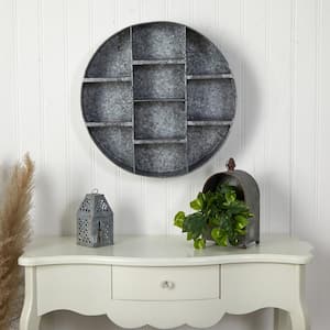 6.5 in. x 23 in. x 23 in. Gray Metal Galvanized Round Wall Mounted Shelf System
