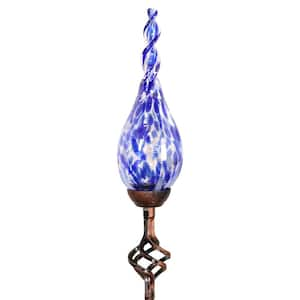 Solar Pearlized Twist Flame 3.0 ft. Blue Metal Garden Stake