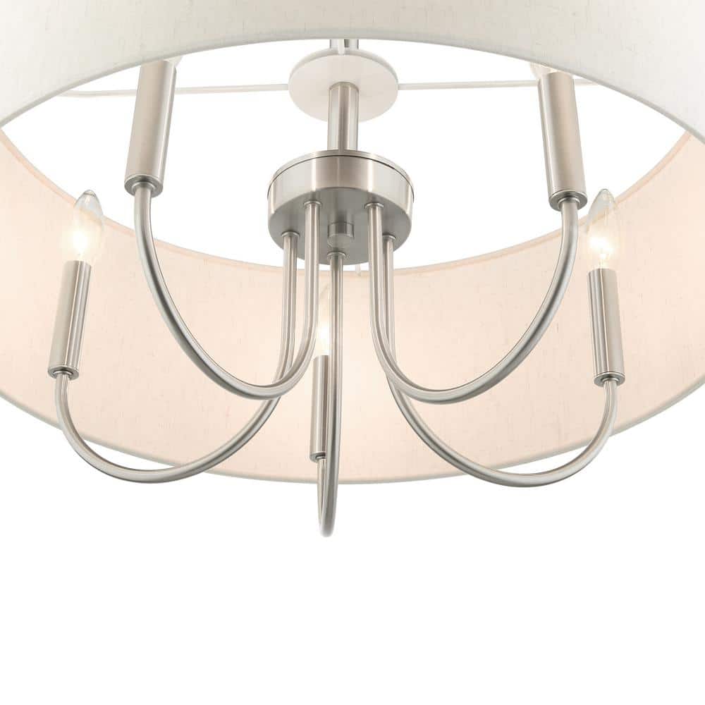 Mini Drum 5-Light Brushed Nickel Pendant Chandelier