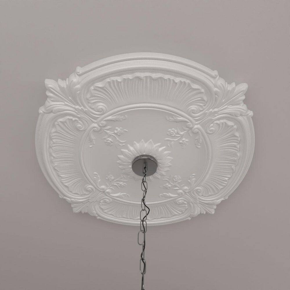 Primed Gray Urethane Rose Ceiling Medallion, 18" Diameter