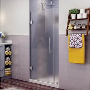 Belmore 29.25 in. to 30.25 in. x 72 in. Frameless Hinged Shower Door with Frosted Glass in Chrome