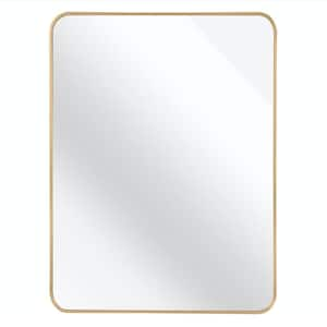 30 in. W x 40 in. H Metal Rectangle Framed Wall Bathroom Vanity Mirror in Gold