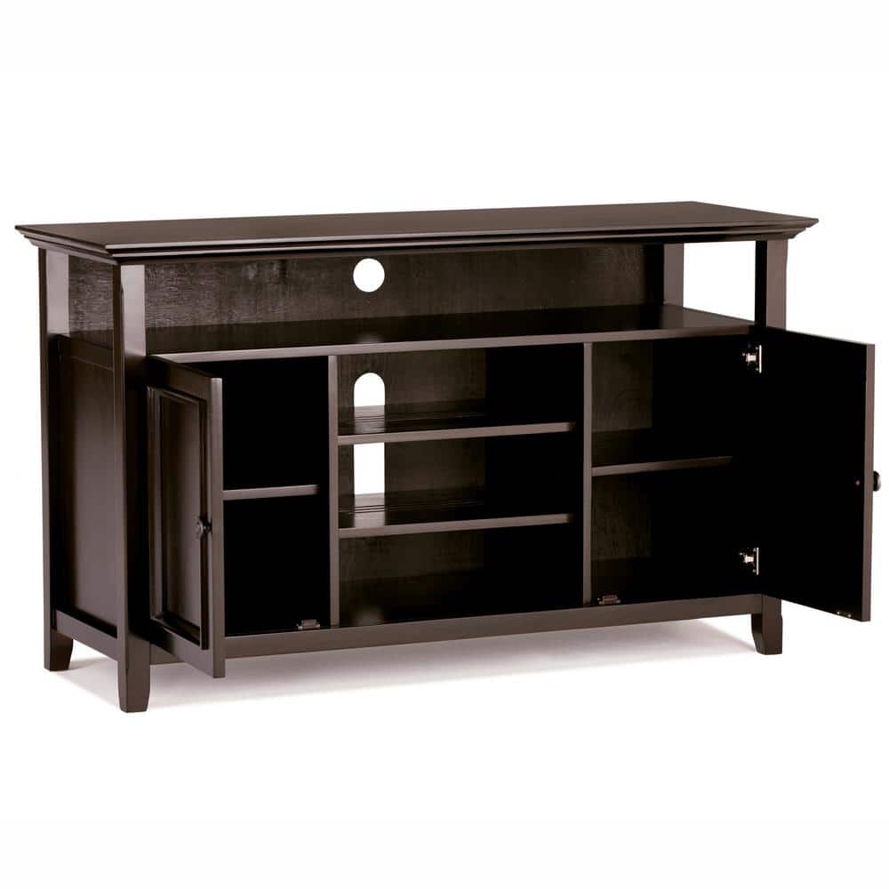Hickory Brown Pine Wood 54" TV Media Stand with Cabinets