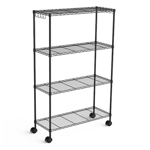 ZACHVO 4-Tiers Steel Adjustable Garage Storage Shelving Unit in Black (35 in. W x 57 in. H x 14 in. D)
