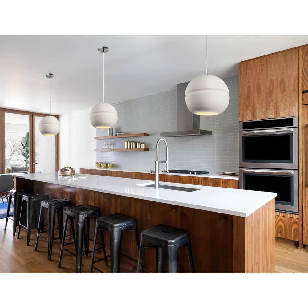 Radiance 40-Watt 1 Light Brushed Nickel Metal Pendant Light with Bisque Ceramic Shade price history on PriceWatchPro