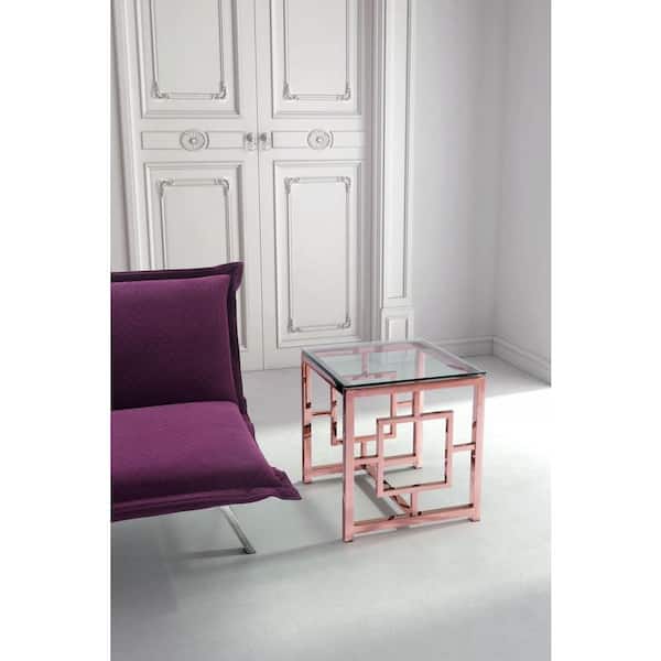 ZUO Geranium Rose Gold Glass Top Side Table