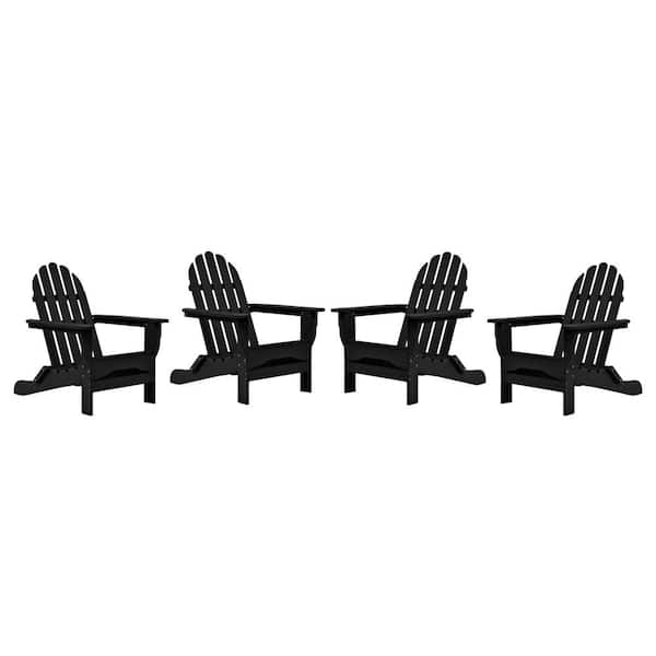 DUROGREEN Icon Black Recycled Plastic Adirondack Chair (4-Pack)