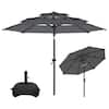 PASAMIC 9 ft. 3 Tiers Aluminum Outdoor Market Patio Umbrella with Push ...