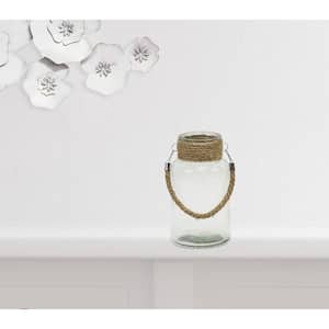 Victoria 10 in. Clear and Brown Glass Jar with Rope