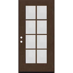 Regency 36 in. x 80 in. Full 8-Lite Left Hand/Outswing Clear Glass Hickory Stained Fiberglass Prehung Front Door