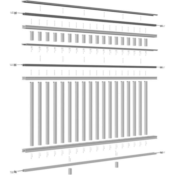 Providence 96 in. x 42 in. PVC 3-Line Level Rail Kit with Reinforcements