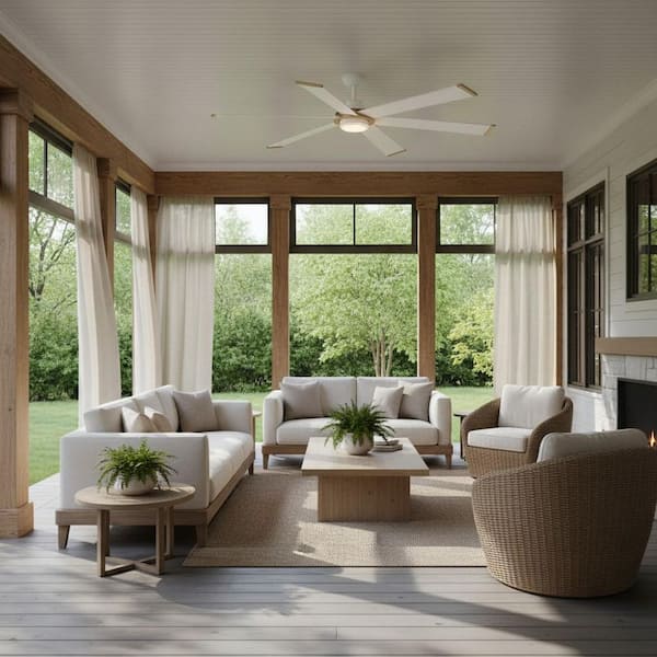 Andros 64.0 in. Indoor/Outdoor Integrated LED Matte White Ceiling Fan with Remote Control