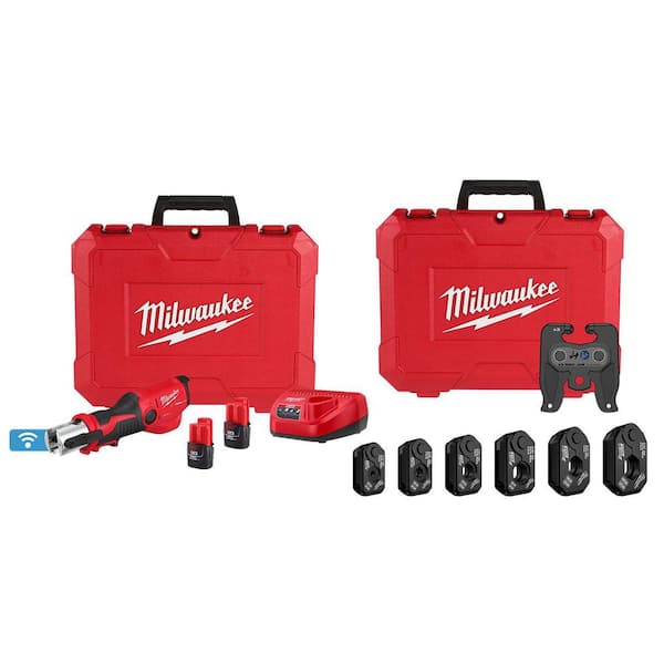 M12 12-Volt Lithium-Ion FORCE LOGIC Press Tool with ONE-KEY and 1/4 in - 7/8 in ZoomLock MAX ACR Pivoting Press Ring Kit