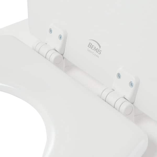 Elongated Enameled Wood Closed Front Toilet Seat in Cotton White Removes for Easy Cleaning