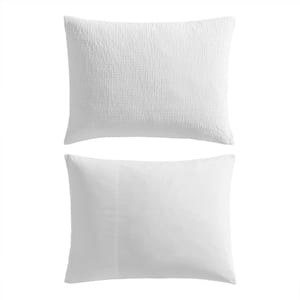 Puckered Texture 3-Piece White Cotton Rich Queen Comforter Set