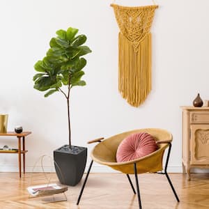5.5 ft. Fiddle Leaf Artificial Tree in Black Planter Real Touch