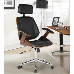Century 48 in. Black Faux Leather and Chrome Finish Adjustable Office Chair
