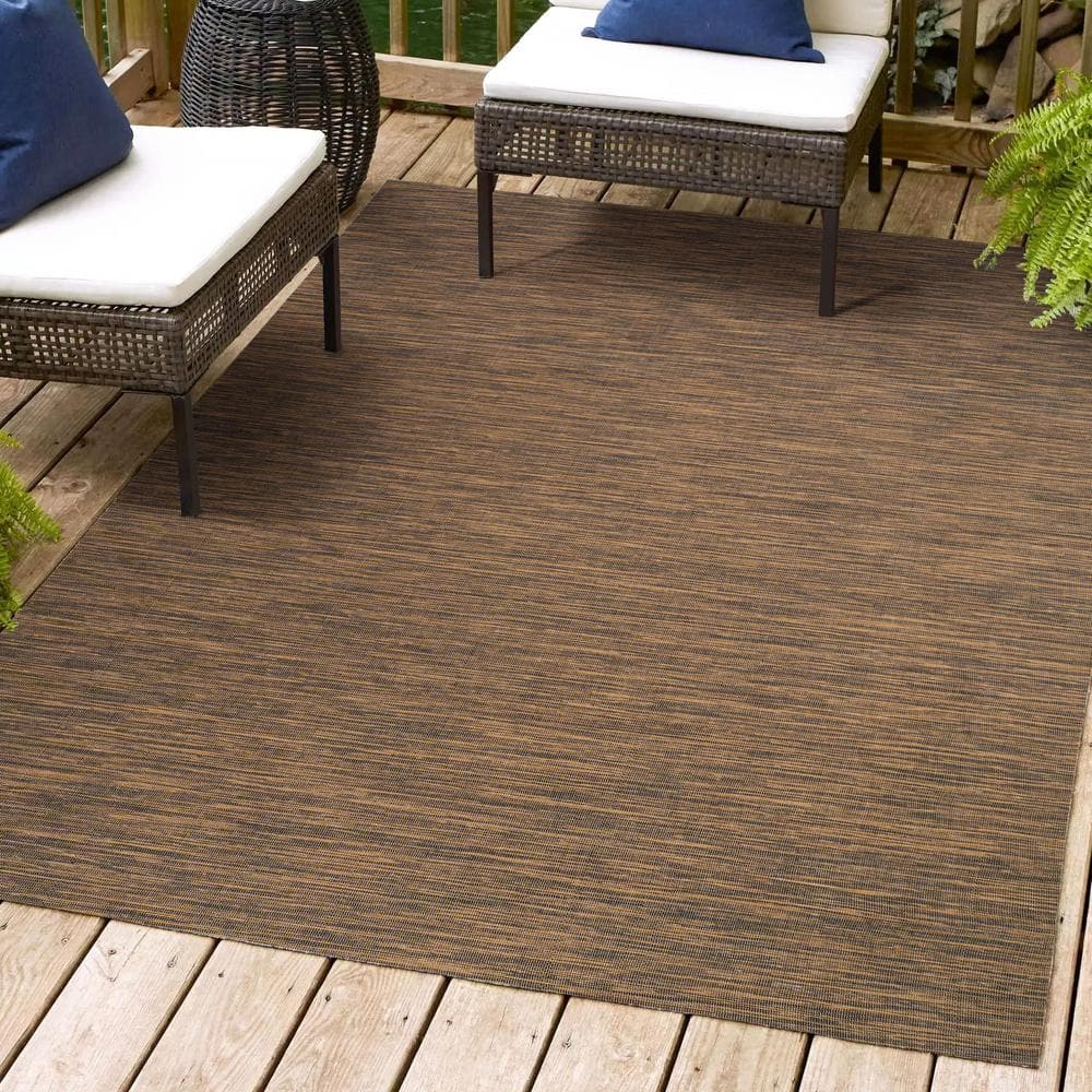 Ethan Brown Flatweave Synthetic 8' x 10' Area Rug