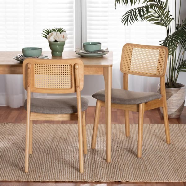 Baxton Studio Dannon Grey and Natural Oak Dining Chair (Set of 2)