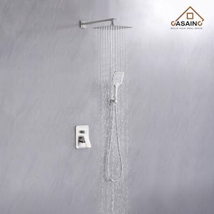 3-Spray Patterns 9.8 in. Wall Mount Dual Shower Heads in Spot Resist Brushed Nickel