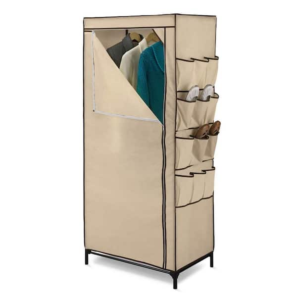 Honey-Can-Do Khaki Portable Closet with Shoe Organizer (26.97 in. W x 63.19 in. H)