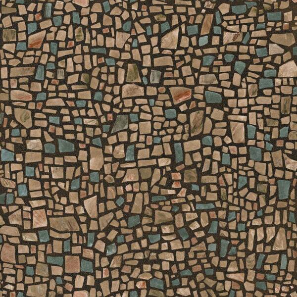 The Wallpaper Company 8 in. x 10 in. Brown and Blue Mosaic Pebble Wallpaper Sample