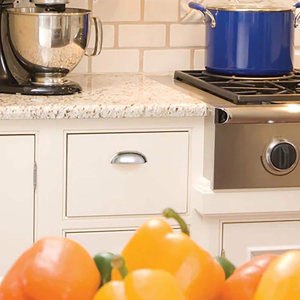 Chrome Brushed Cup Pull with Mounting Hardware