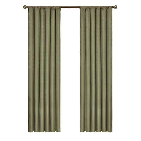 Eclipse Kendall Thermaback Artichoke Solid Polyester 42 in. W x 54 in. L Blackout Single Rod Pocket Curtain Panel