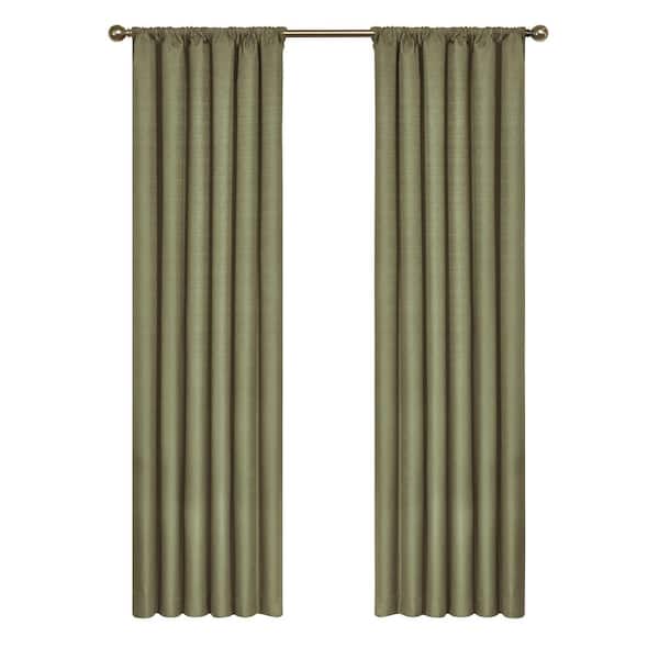 Eclipse Kendall Thermaback Artichoke Solid Polyester 42 in. W x 95 in. L Blackout Single Rod Pocket Curtain Panel