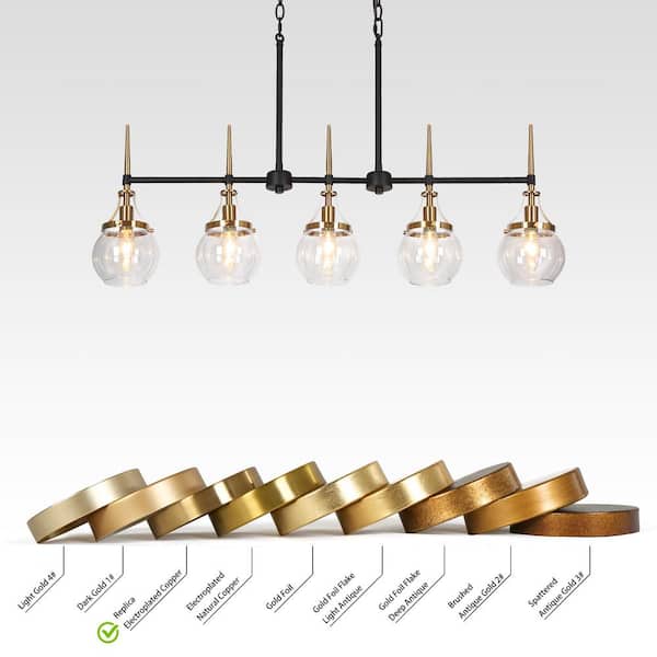 LNC Orbline 36 in. Transitional 5-Light Black and Brass Linear