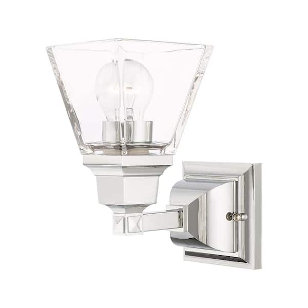 AVIANCE LIGHTING Chadbdurne 5 in. 1-Light Polished Chrome Wall Sconce with Clear Glass